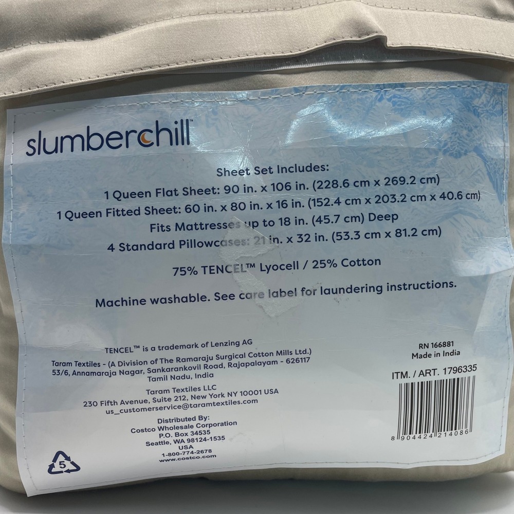 Slumberchill Cooling Sheet Set QUEEN Tan NEW 6 PCS Tencel Lyocell Cotton